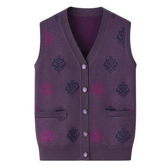 Elderly Women's Knitted Vest - Spring, Autumn & Winter Cardigan for Grandma and Mom