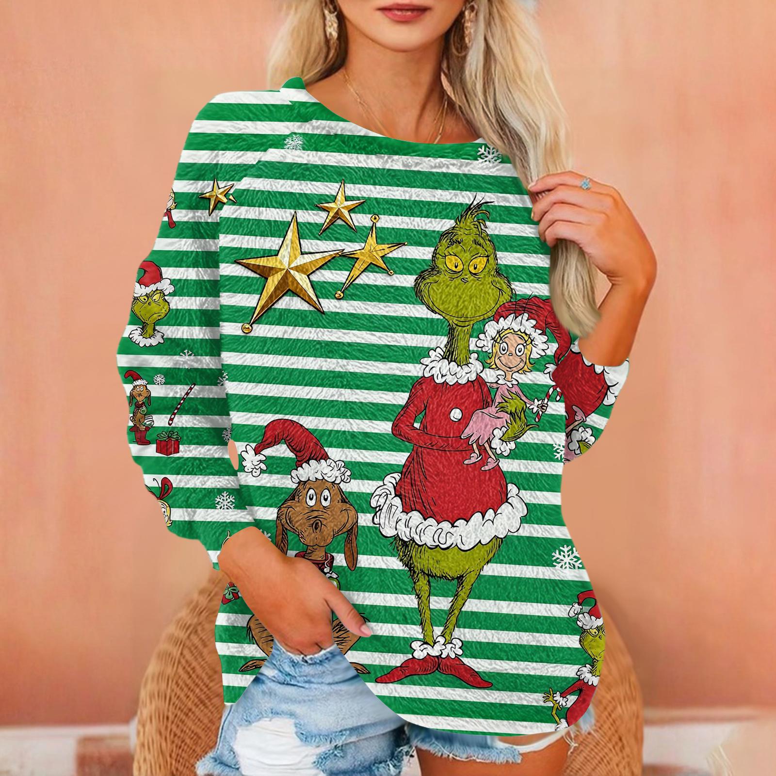 

Женская футболка Фланелевый принт Туника Длинный рукав Вечеринка Круглый вырез Топы L