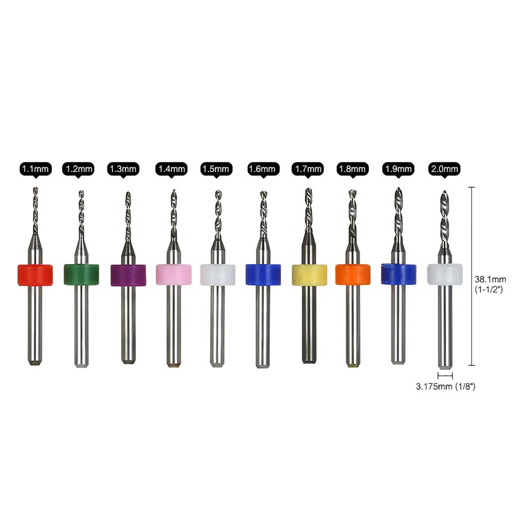 10pcs Tungsten Carbide Micro Drill Bits Set Engraving Tools for PCB Circuit Board