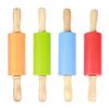 4PCS Mini Rolling Pin Wooden Handle Non‑Stick Silicone Rolling Pins for Home Kitchen Children Baking Tool