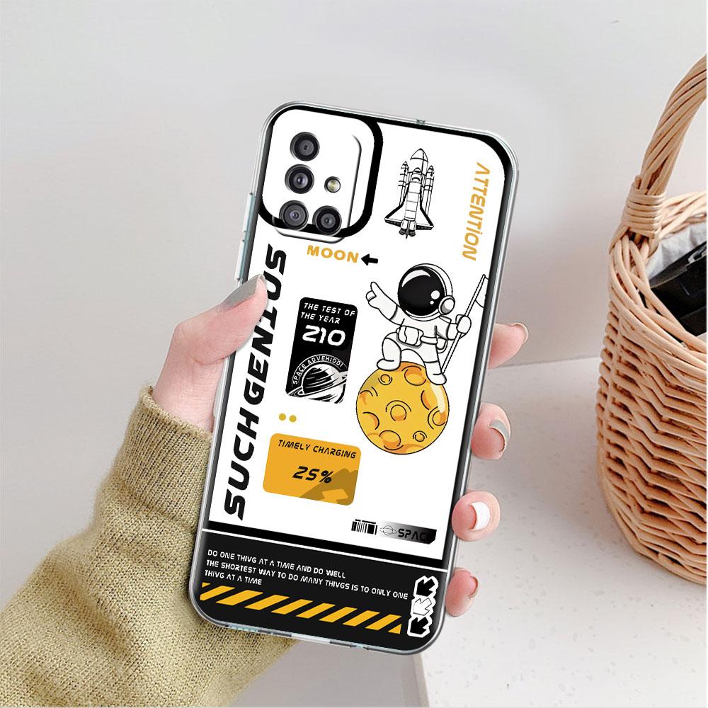 Luxury Astronaut Clear Case For Samsung Galaxy A52 A12 A51 A32 A21s A71 A32 A22 50 A70 A31 A72 5G Phone Cover