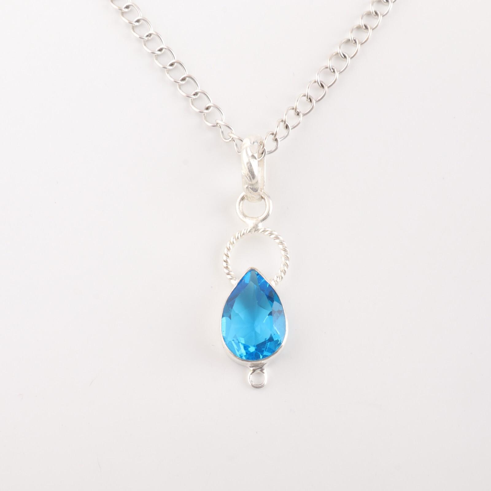 

Swiss Blue Topaz Gemstone 925 Sterling Silver Jewelry Handcrafted Pendant 1.40 PP-12-4