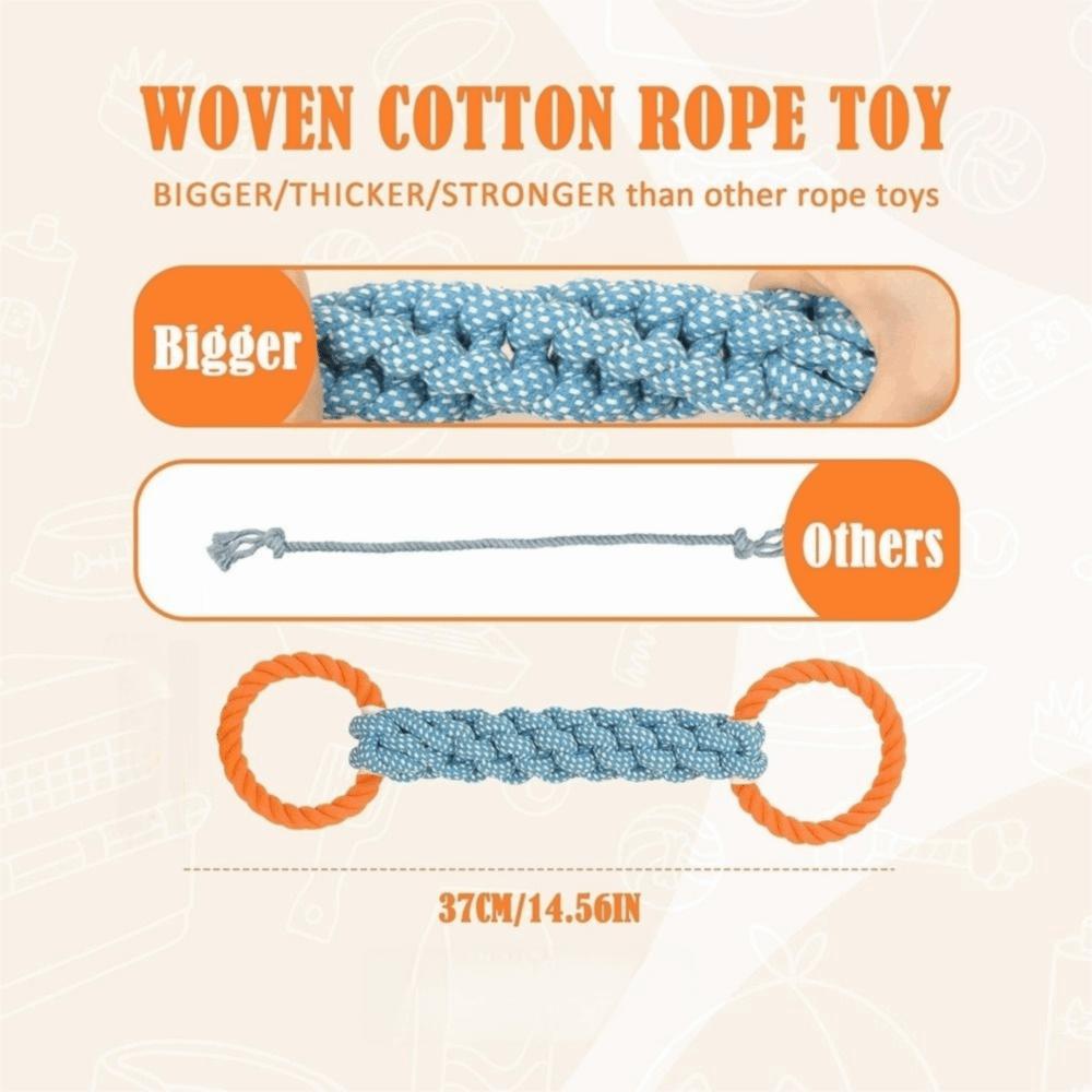 Bite-Resistant Double-Ring Dog Rope Toy Cotton Blend Durable Dog Toy  Tug Play