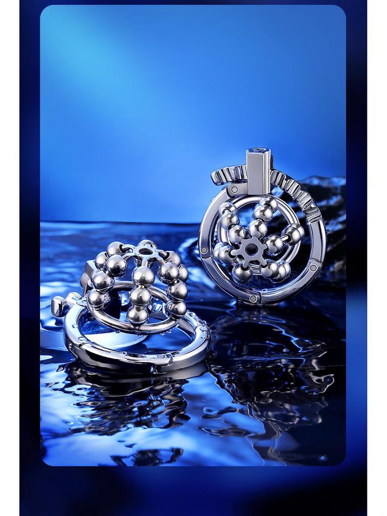 Adjustable Steel Male Chastity Cage with Metal Lock & Bondage Ring