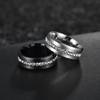 8mm Wide Single Row Full Diamond Zircon Ring Electroplated Black Stainless Steel Pair Ring