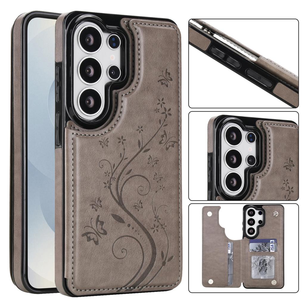 Emboss Flower Luxury Magnetic Cards Solt Wallet Leather Case for Samsung S26 Ultra Edge S25 Plus S24 S23 FE Note 20 Bag Cover