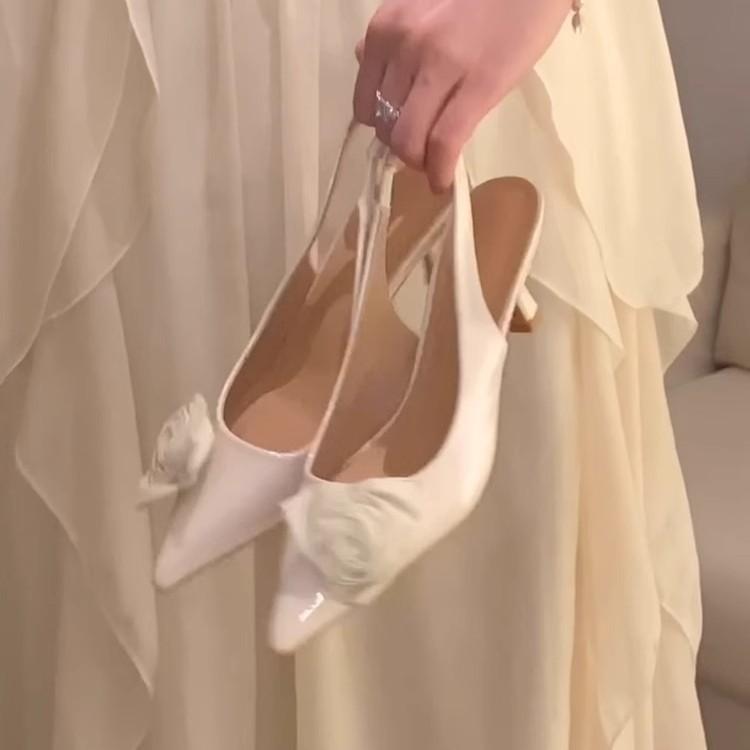 Summer pointed sandals women's 2025 new small man shallow mouth lady style flower high heels stiletto mother shoes tide