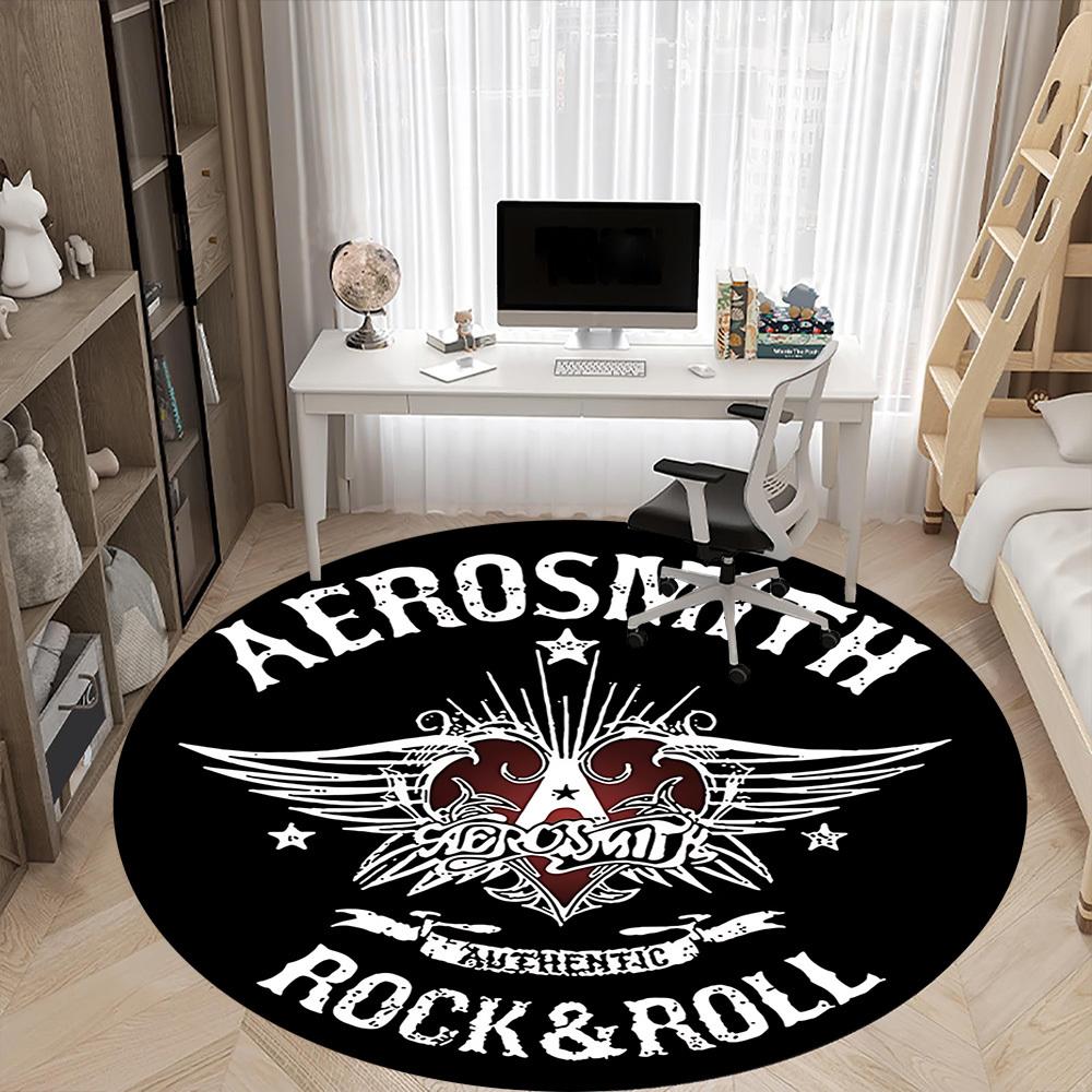 1pz AEROSMITH ROCK AND ROLL Tappeto per Sedia da Ufficio Antiscivolo, Tappeto Lavabile in Lavatrice per Ufficio, Decorazione per Stanza per Feste di Natale, Compleanno Poliestere