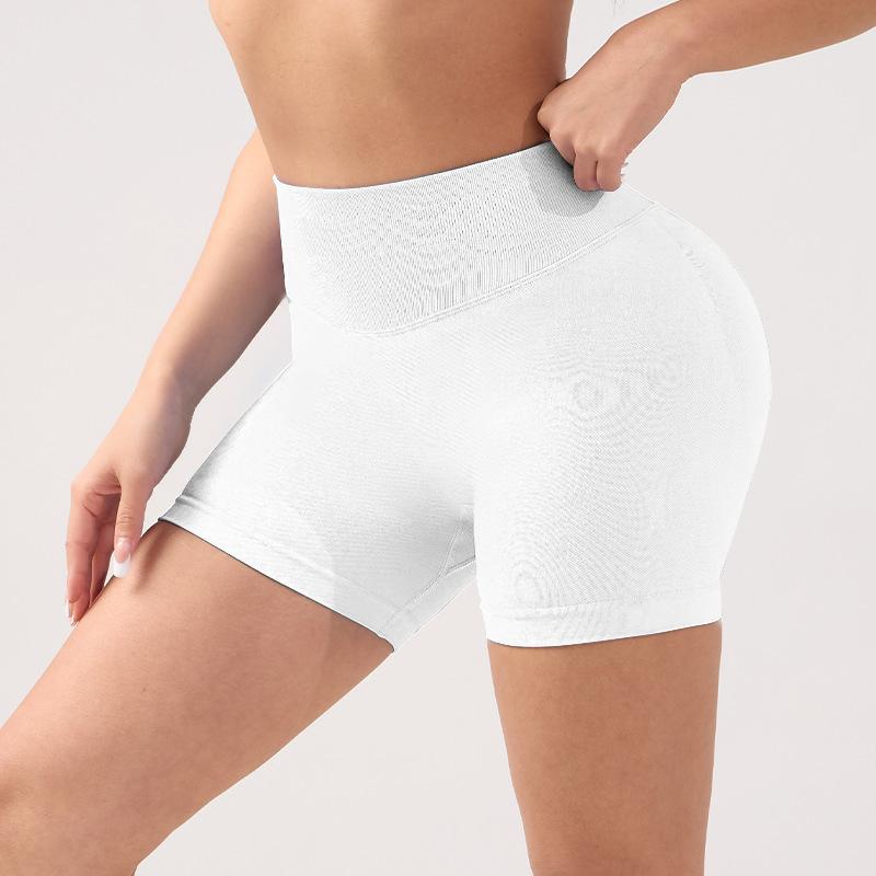 

Sports shorts high waist hip lift women s running tight yoga shorts peach hip fitness shorts three-point pants XS білий
