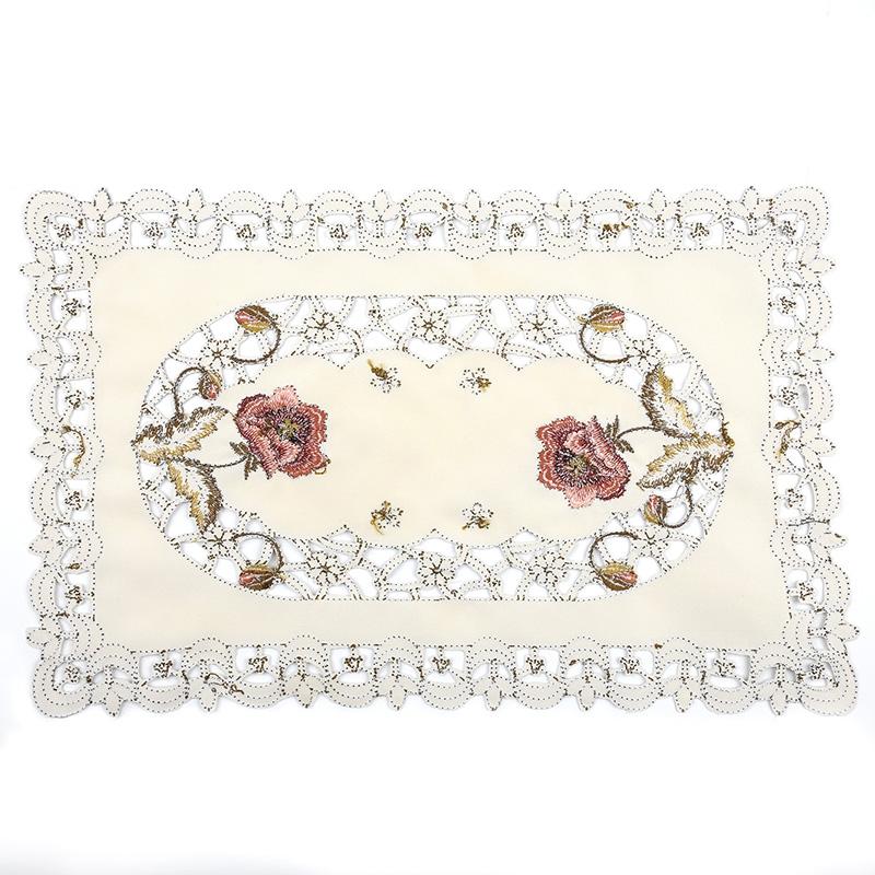 Table Runner Embroidered Floral Lace Fabric Translucent Gauze Table Cloth