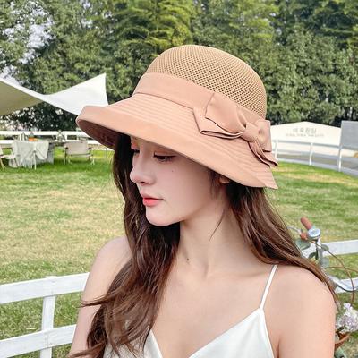 Women Mesh Woven Bucket Hat, Beach Hat, Sun Hat Fashion Fishing Hat for Spring Summer Fall