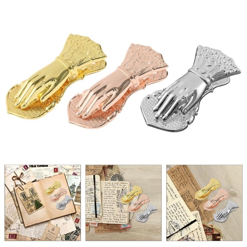 Metall-Büroklammer Damenhandförmige Buchklammern Retro Seitenhalter Binderklammern Für Effizientes Papiermanagement