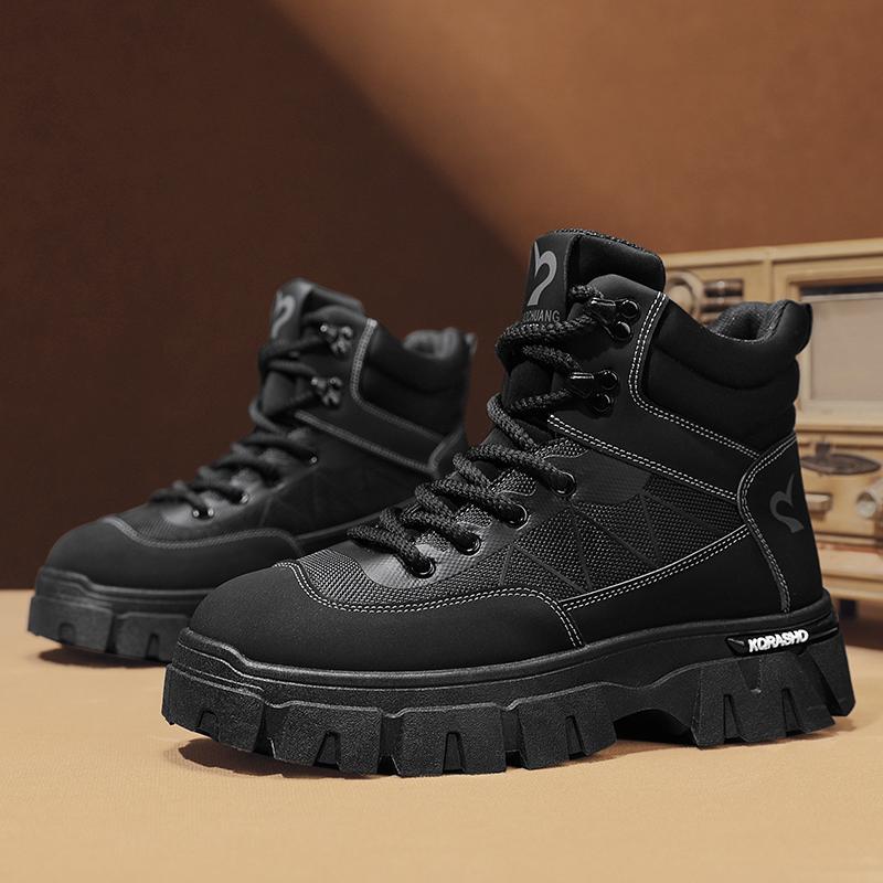 

Мужская обувь высокие берцы ботинки Мартин мужские весенние, осенние и зимние новые модные уличные ботинки на платформе для альпинизма спортивные рабочие ботинки мужская модная обувь 44