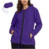 Women's Fashionable Casual Classic Plus Size Lightweight Zipped Long-Sleeved Hooded Jacket Foldable Outerwear With Packable Storage Pouch