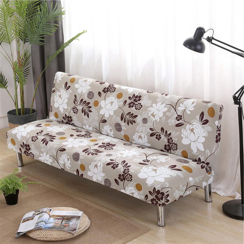 Armless Sofa Bed Cover Spandex Stretch Futon Slipcover Elastic Full Folding Couch Sofa Shield Fitted Full Folding Sofa Slipcover