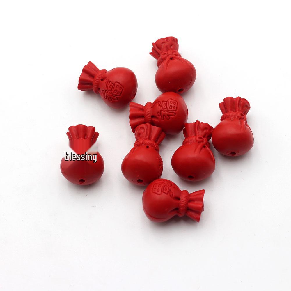 

Сделай сам Имитация киновари Брелок-амулет на удачу: Маленький кулон-мешочек с символом Фу, облачным дизайном и браслетом-аксессуаром Small 11x16mm