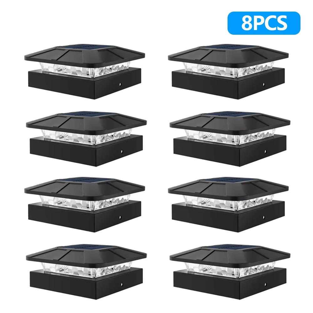 4PCS Outdoor Solar Post Cap Lights IP65 Waterproof 3 Modes Fence Light Solar Powered For 4x4in Wood/Vinyl Posts Deck Lighting