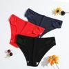 Women's Spring and Summer New Cotton Pure Color Thread Lace Breathable Double Layer Low Waisted Briefs