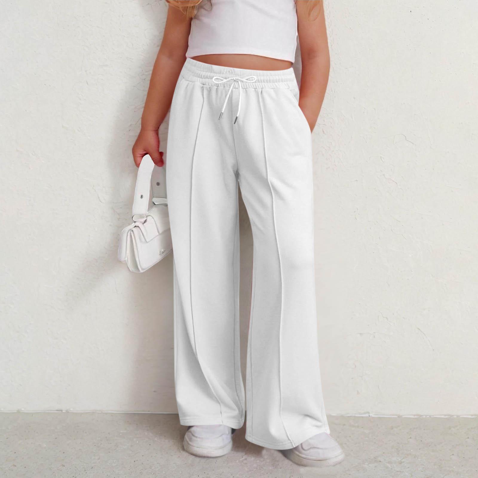 

Детская мода Мальчики и девочки Подростковый размер Эластичная талия Широкие брюки Прямые однотонные Верхняя одежда Повседневные брюки 140 белый