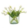 5 Head Artificial Tulip Bouquet 15.7" Long Stem Faux Tulip Flower Lifelike Real Touch