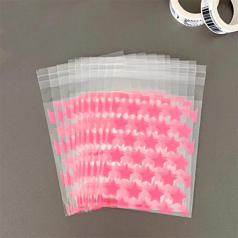 50-200 Pezzi Sacchetto Trasparente in PE a Forma di Stella per Gioielli Autoadesivo Porta Biglietti Caramelle Porta Foto Animazione Contenitore Periferico Sacchetto Regalo Vendita all'Ingrosso