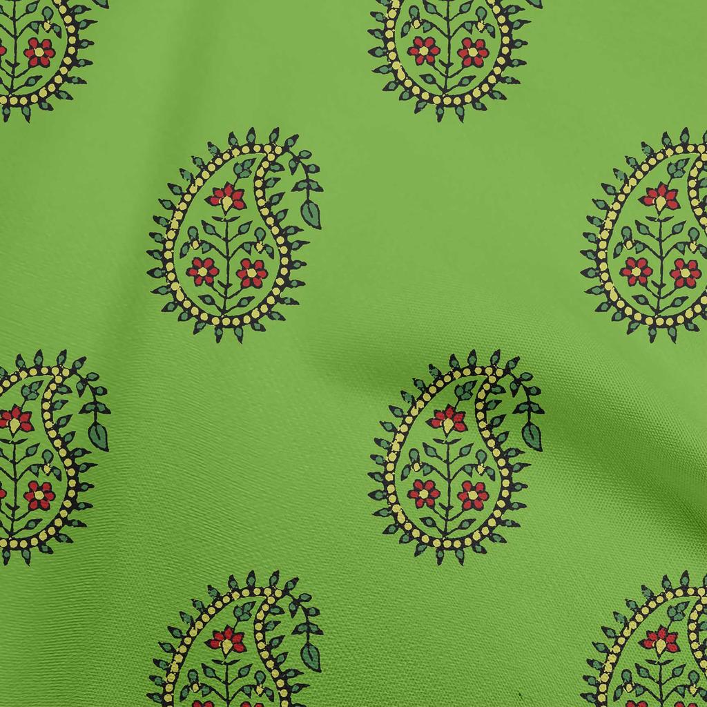 oneOone Cotton Flex Green Fabric Block Dress Material Fabric Print Fabric By The Yard 40 Inch