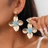 Metallic Flower Pattern Silver Needle Earrings Fashionable Personality Versatile Earrings
