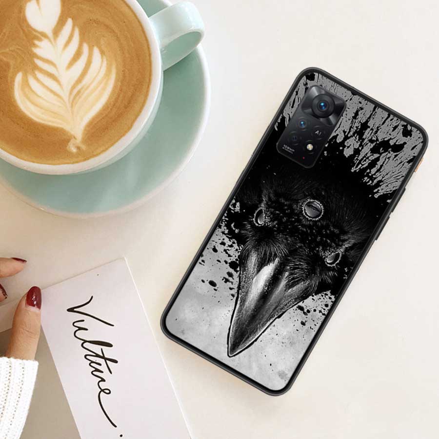 Raven Crow Skull Pattern Phone Case For Xiaomi Redmi Note 12 Plus 12S 11 11T Pro 5G 11E 11S 4G 10 10S 9 9S 9T 8 8T 7 6 5 Cover S