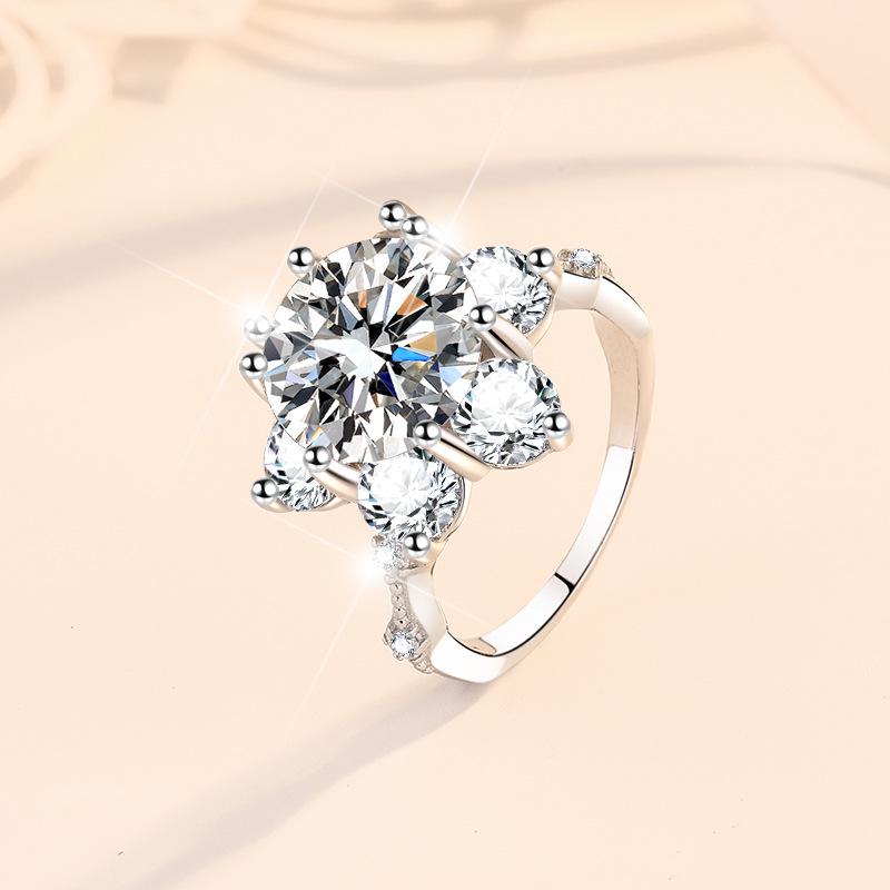 

Gold-Plated 925 Sterling Silver Moissanite Crown Ring - 5 Carat Women s Band Jewelry Size 15