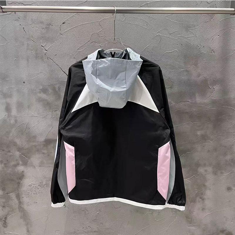 Cross-border European and American trendy brand syna letter embroidery color matching hooded trench coat jacket men's and women's sports trousers
