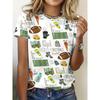 Spring and Summer 3D Printed Round Neck T-shirt, Casual Short-sleeved T-shirt, Fashionable Short-sleeved Round Neck Top