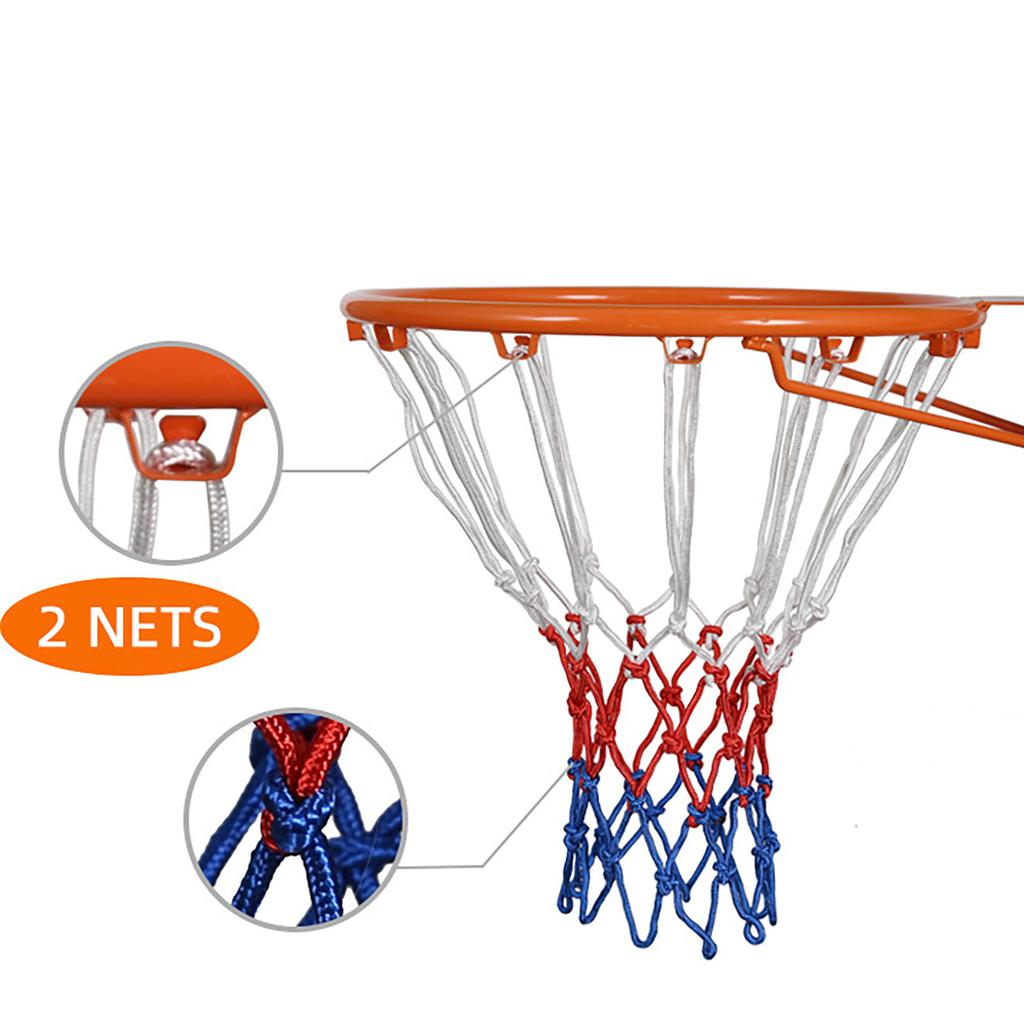 2 Pcs Basketball Net Replacement Heavy Duty 12 Loops Rainproof Sunscreen for All Weather White Red