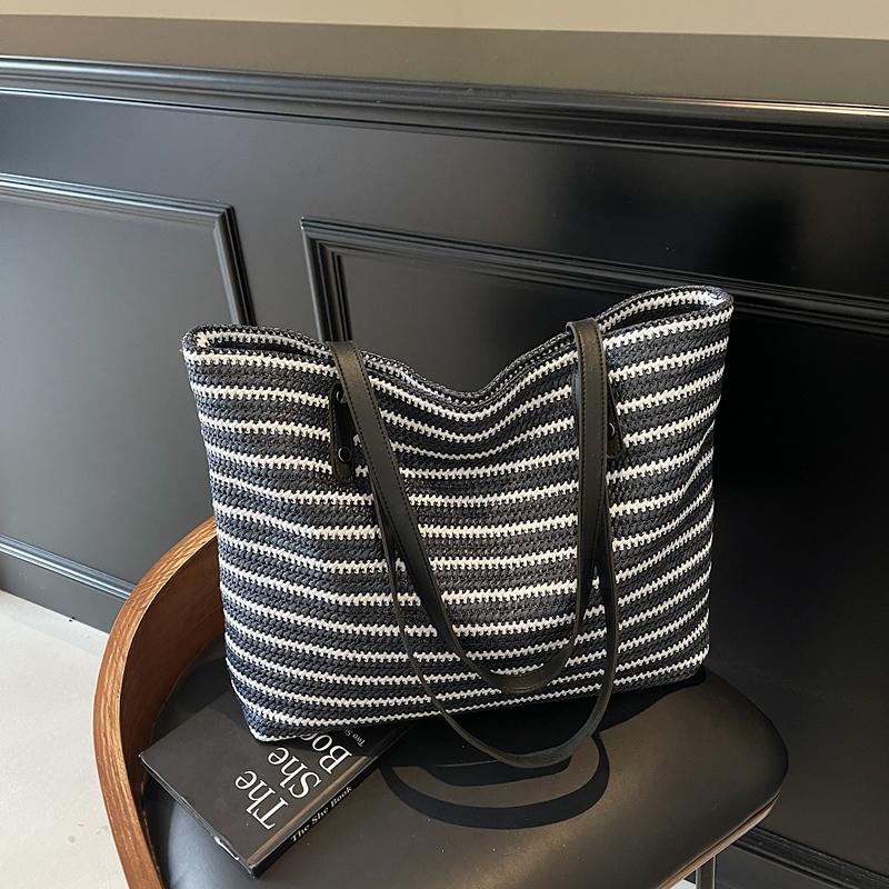 Regenbogen Stroh Gewebte Handtasche Damen Gewebte Schulter Unterarmtasche