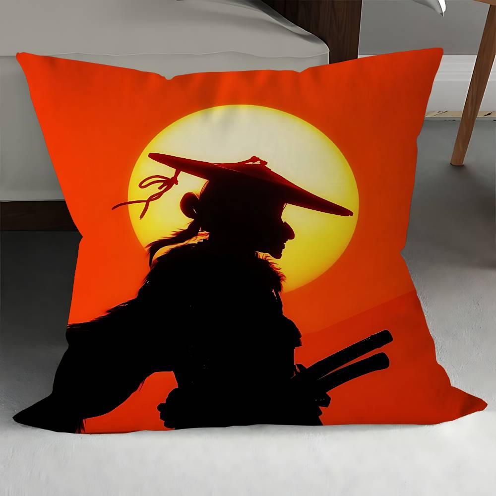 Ghost Of Y-Yotei Stitch Lucky Dragon Pillow Cover Sofa Cushion Cover Home Room Decoration Children Gift