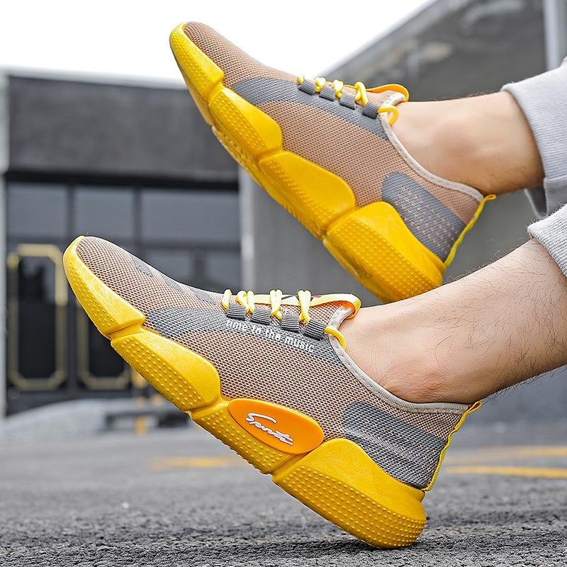 Men's New Arrival Fly-Knit Mesh Casual Running Sneakers – Breathable Lightweight Lace-Up Cloth Shoes, Trendy Comfortable Athletic Footwear for Daily
