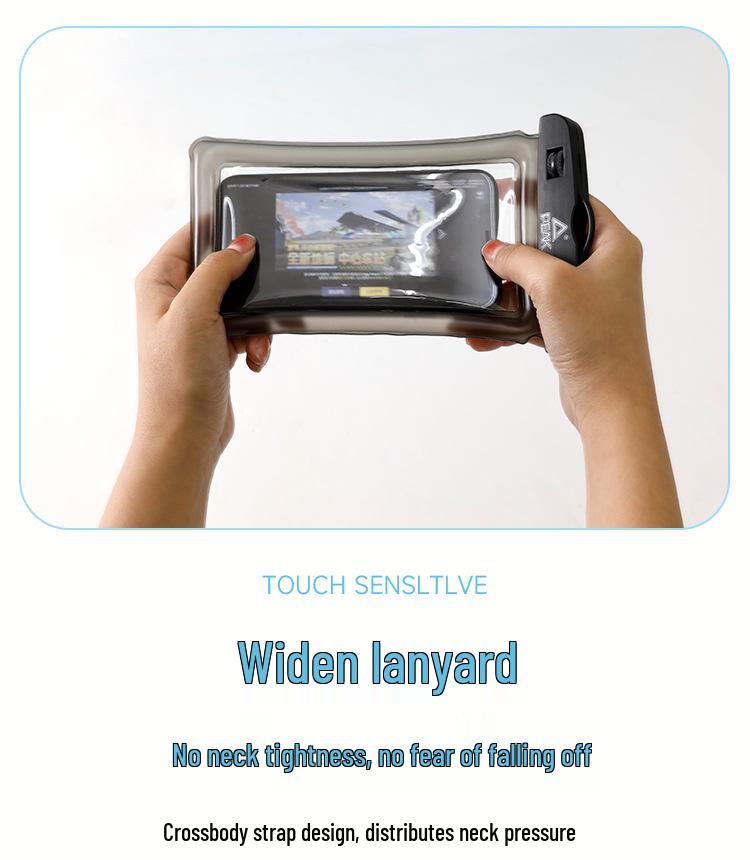 Transparent Waterproof PVC Phone Bag with Touchscreen and Floating Sand Design for Diving and Photo Taking