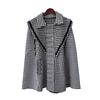 Navy Collar Thousand Bird Grid Knitted Double-sided Tweed Cloak Coat Women's Autumn and Winter New High-end Sweater Jacket