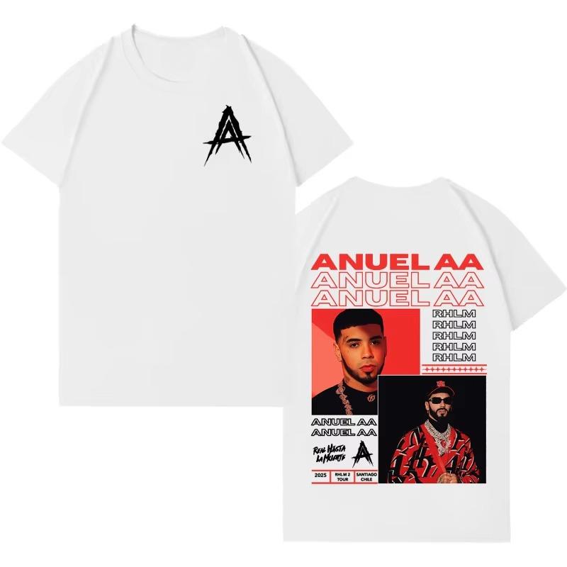 Rapper Anuel AA Album Tour T Shirts 2026 Spring Summer New Mens Fashion Tide Harajuku Casual Y2K Short Sleeve Top