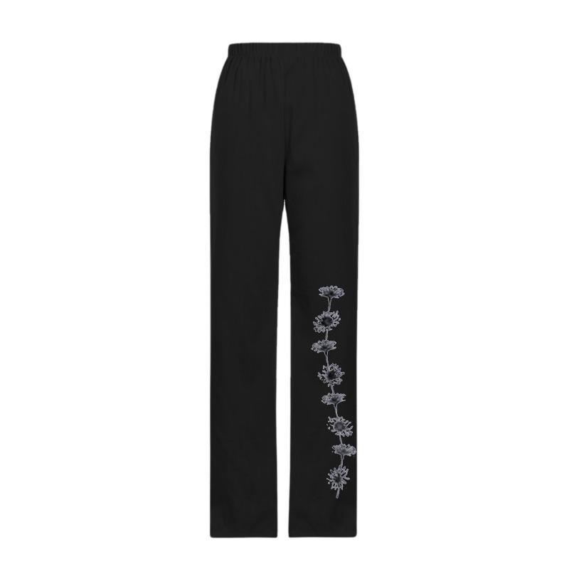 Fashion Popular Floral Print Harem Pants with Flower Pockets Mid Waist Trousers Streetwear