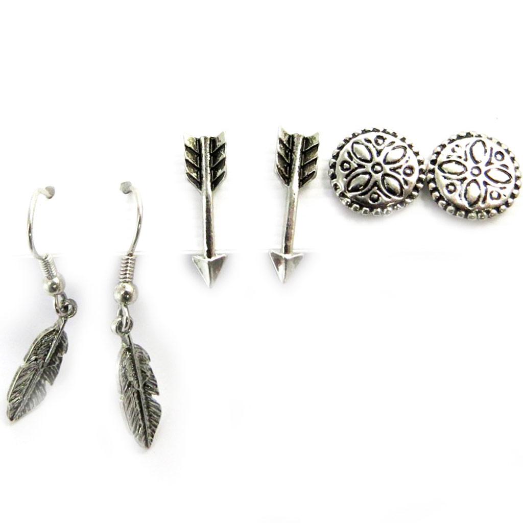 Les Trésors De Lily [N1788] - 3 Paar silberne Navajos-Ohrringe