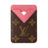 Magnetic Card Holder Brown Monogram Canvas/Eugenie Pink Unisex Wallets M25660