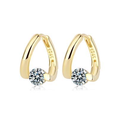 Flash Diamond Temperament Short Earrings Women'S Simple Row Diamond Student Round Ear Buckle Ear Buckle