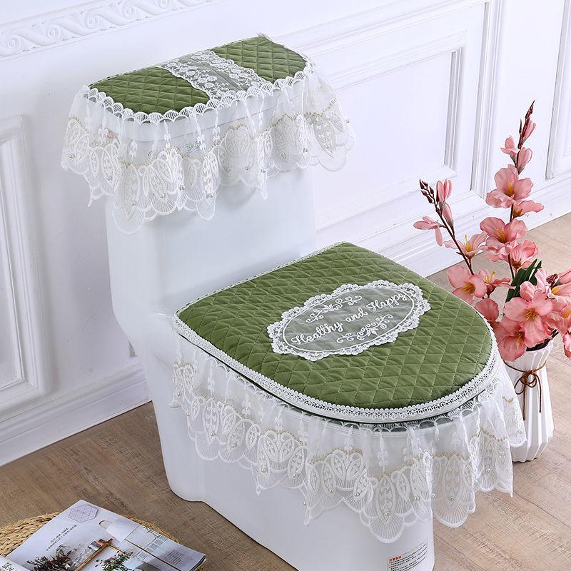 European Lace Toilet Seat Cover Decoration Washable and Easy To Install Toilet Seat Cushion Zipper Fixed Dustproof and Anti Slip Universal Cover Cloth