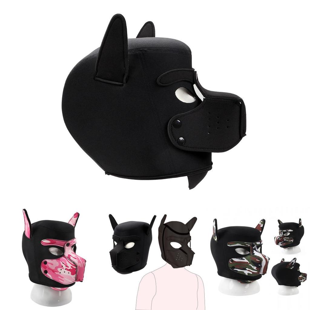 Gelişmiş Rol Oyunu Deneyimleri İçin Yeni Yetişkin Fetiş Köpek Başlı Maske Kostümü Siyah ve Renkli Varyantlarda