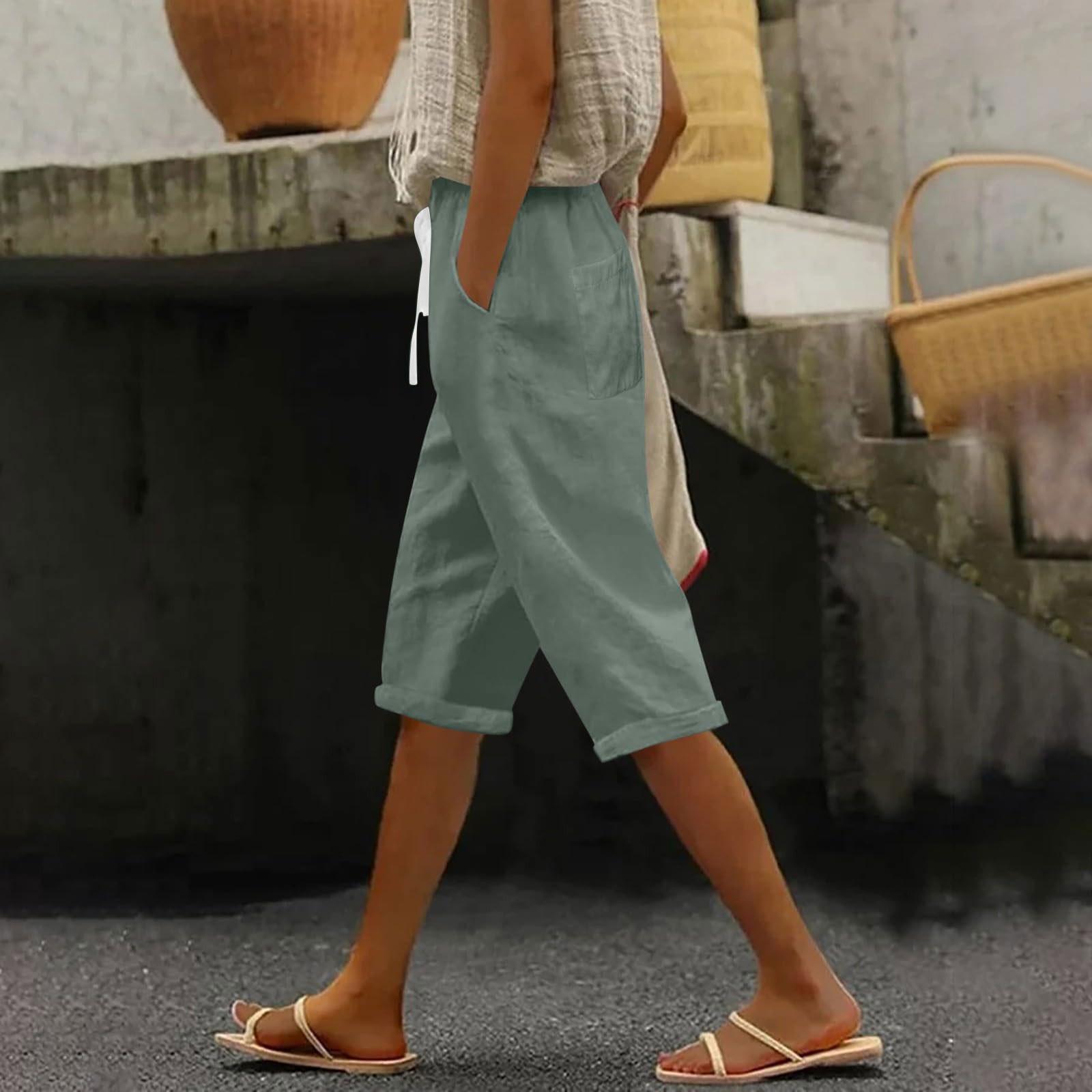 

Women s Fashion Casual Loose Colour Pants Front And Back With Pockets 7/10 Pants L