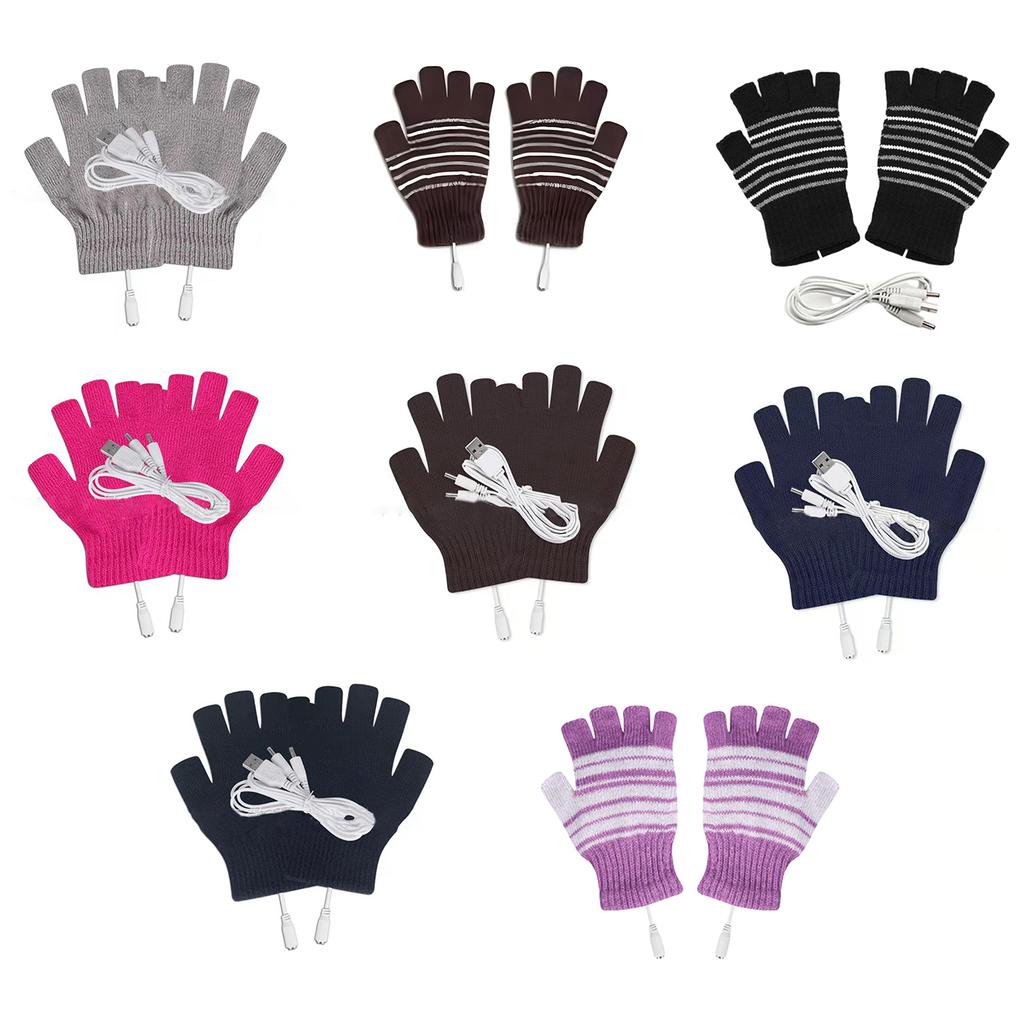 Convertible Flip Top USB Heated Gloves Winter Half Finger Thick Warm USB Heated Gloves for Adventure Enthusiasts