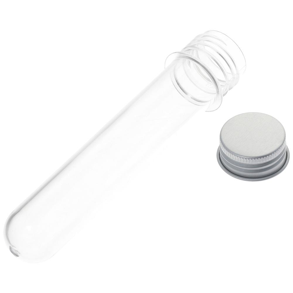 10pcs Plastic Test Tube Transparent 45ml Science Tubes with Aluminum Cover 25×140mm Burette Scientific Experiments
