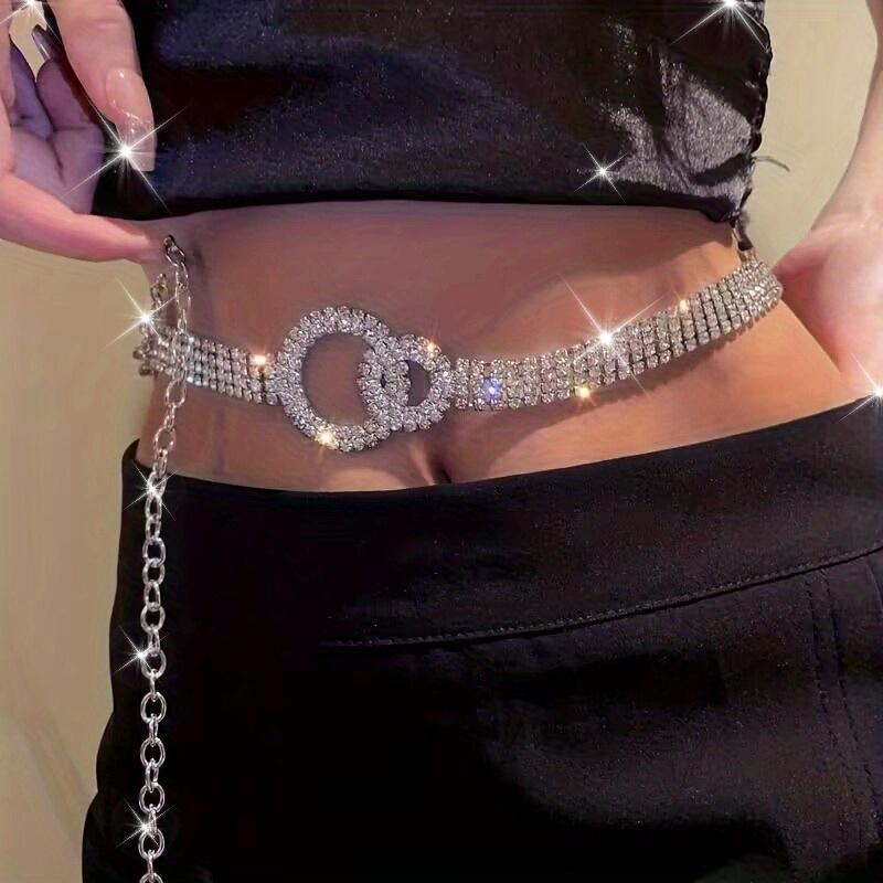 Luxurious and Charming Silvery Synthetic Zirconia Hoop Women's Waist Chain Body Chain for Beach Party