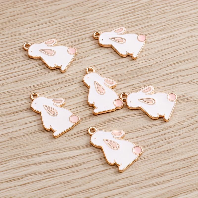 10pcs Enamel Rabbit Charms for Jewelry Making Alloy DIY Charms Pendants Necklaces Earrings Accessories Easter Handmade Crafting