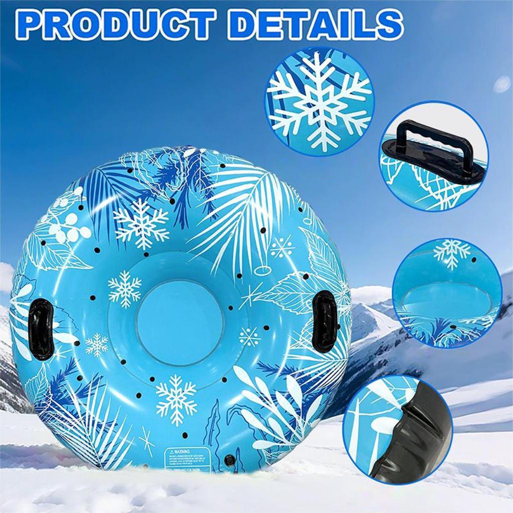 1Pc Inflatable Ski Ring Thicken Pvc Winter Snow Tube with Handle Durable Snow Sled Board Adult Children's Outdoor Skiing Ring